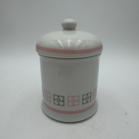Vintage Avon Apothecary Jar with Lid 1986 Pink and Gray 6" Tall - Picture 5 of 7